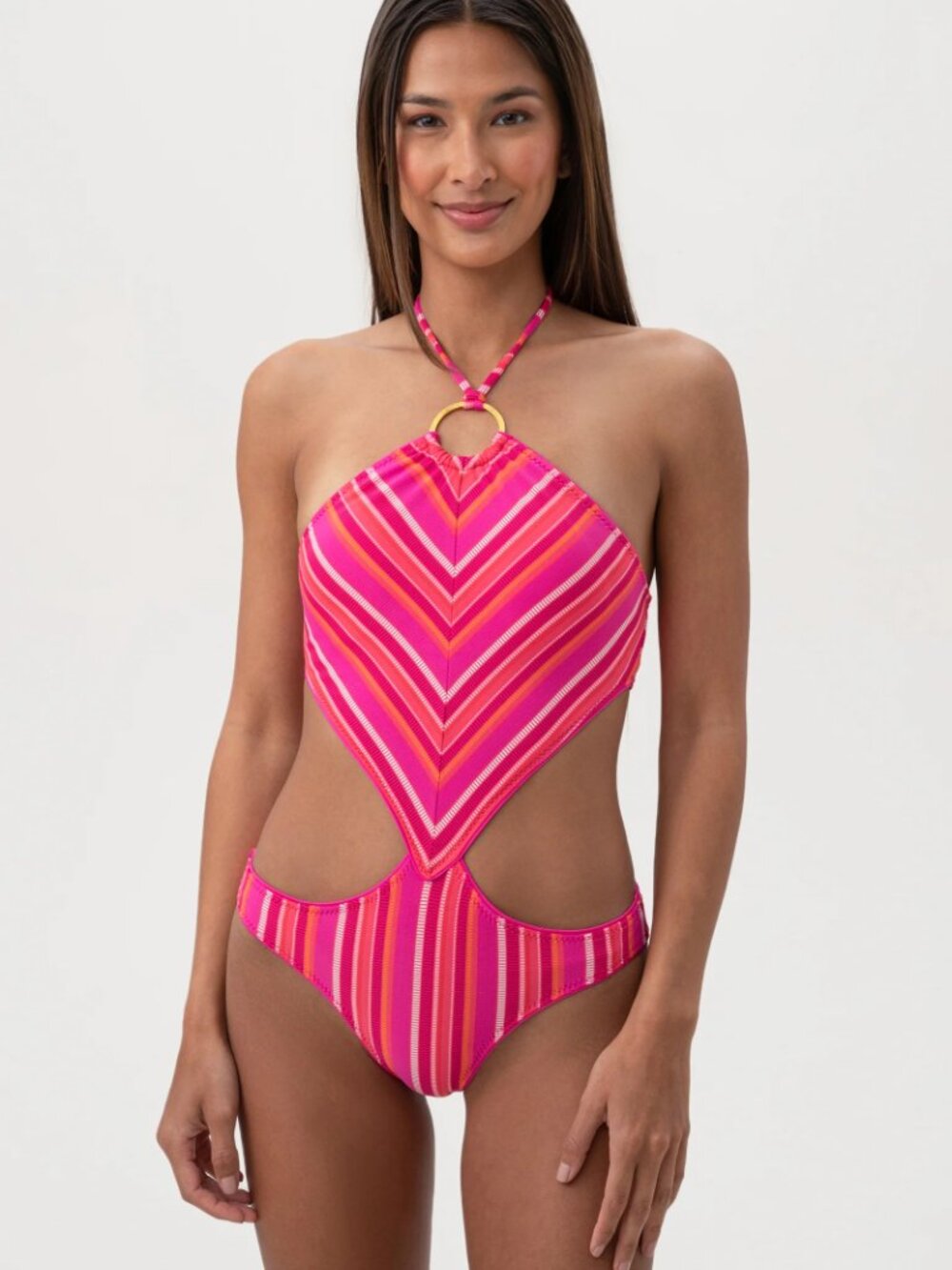 Trina Turk Marai Ring Halter Cutout One-Piece Swimsuit in size 8